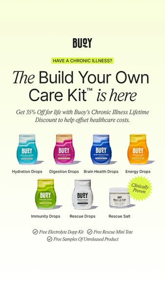 This ad promotes Buoy's Build Your Own Care Kit, offering a 35% discount for life to individuals with chronic illnes