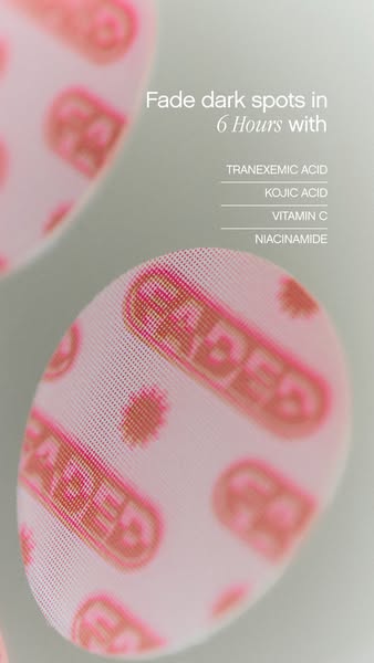An ad focusing on the ingredients and their benefits on fading dark spots in 6 hours with the Faded dark spot patches.