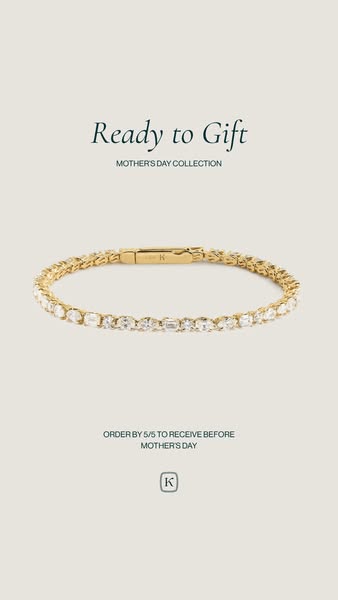 This ad for Kendra Scott promotes the brand's Mother's Day collection, specifically a tennis bracelet, and offer