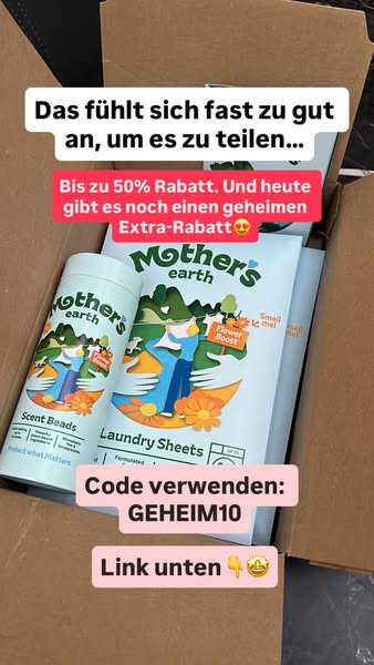 This ad showcases the brand Mother's Earth laundry products and includes a discount promotion.