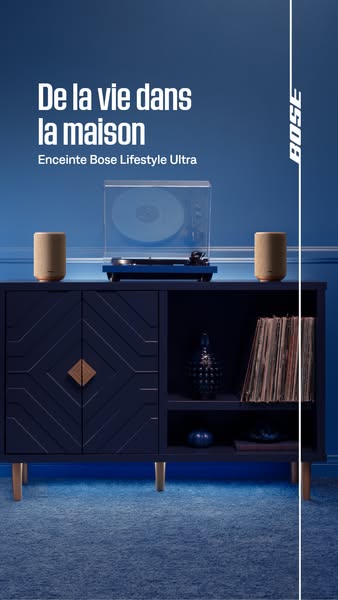 This ad showcases Bose's Lifestyle Ultra speakers and emphasizes their role in enhancing the home environment. The v