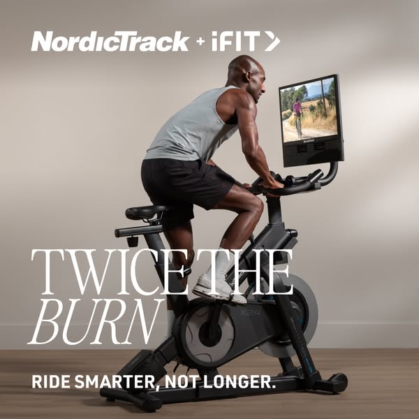 This ad for NordicTrack highlights the iFIT interactive workout experience while emphasizing the benefit of a more effic