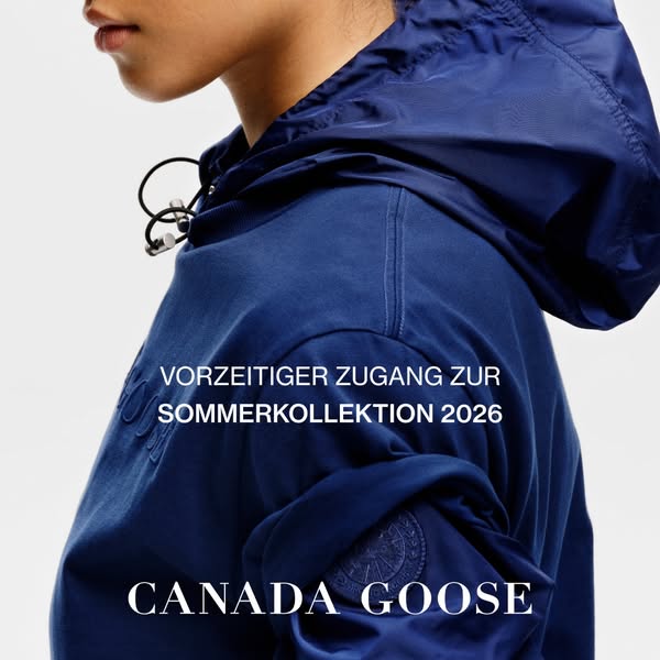 This ad showcases Canada Goose's summer collection 2026, highlighting early access to the collection.