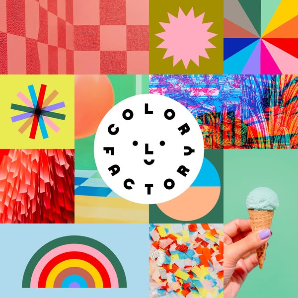 The ad is a colorful and playful showcase of Color Factory, highlighting the brand's commitment to creating interact
