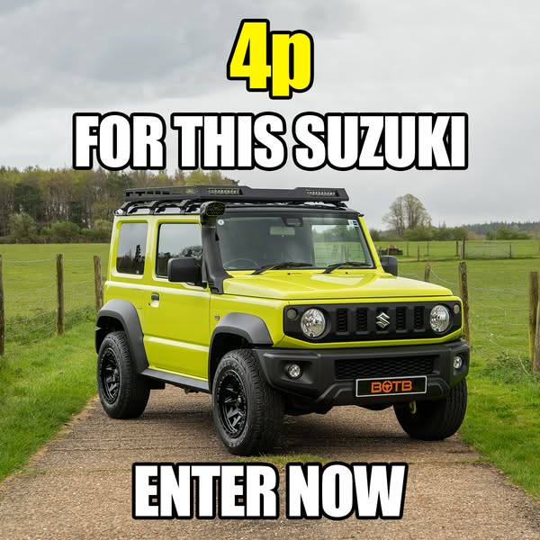 An image ad for BOTB featuring a Suzuki car with an offer to enter for 4p.