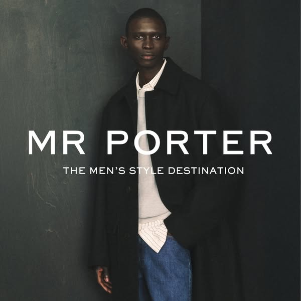 This image ad for Mr. Porter features a man wearing clothing from the brand. The ad highlights Mr. Porter as the destina