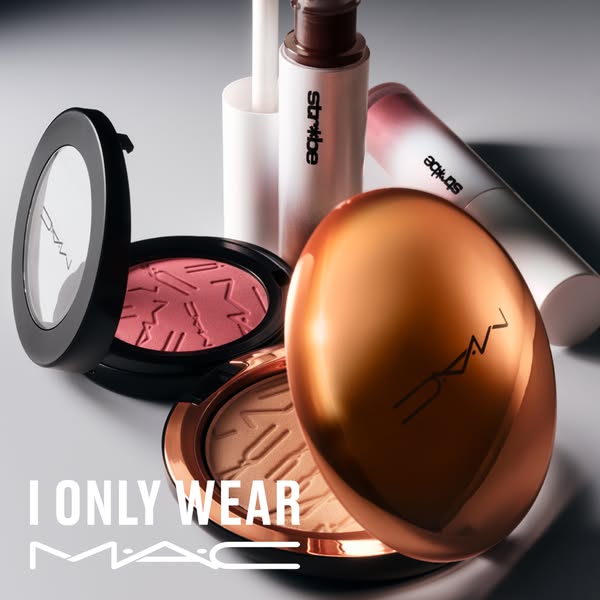 Image ad promoting M.A.C. cosmetics with the tagline "I only wear M.A.C."