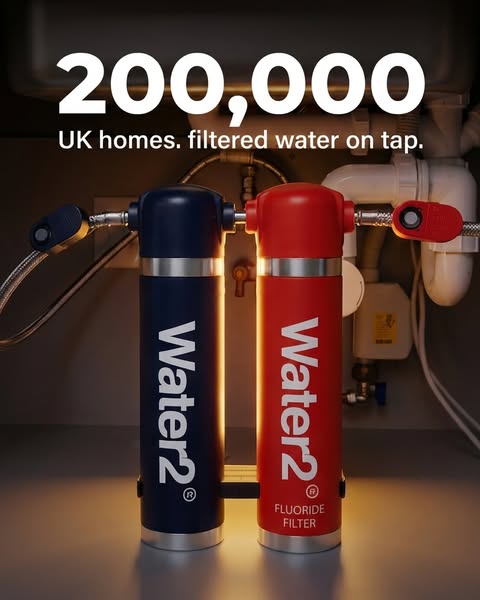 This image ad showcases the Water2 water filtration system designed for use in UK homes. It emphasizes the product's