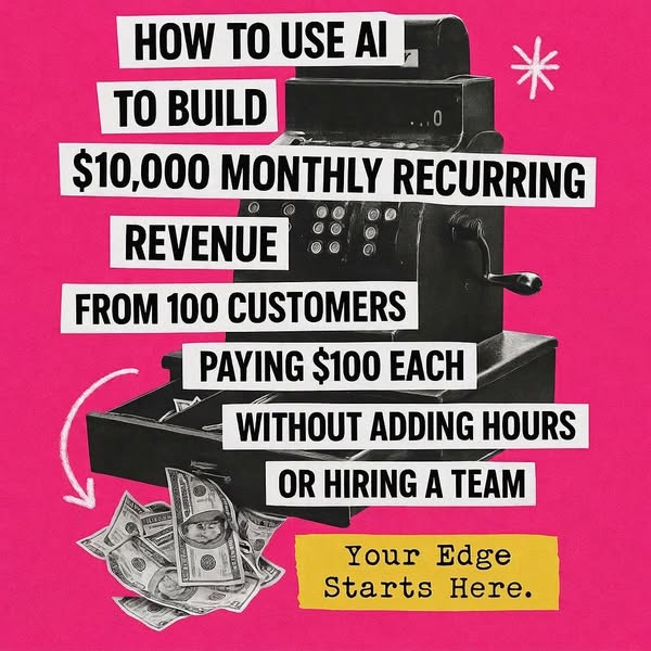 This image ad promotes a method of building monthly recurring revenue using AI, designed to appeal to entrepreneurs and 