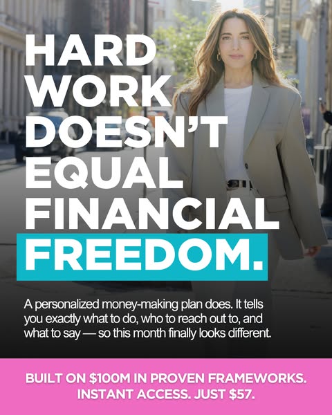 This image ad challenges the conventional notion that hard work equates to financial freedom and introduces a personaliz