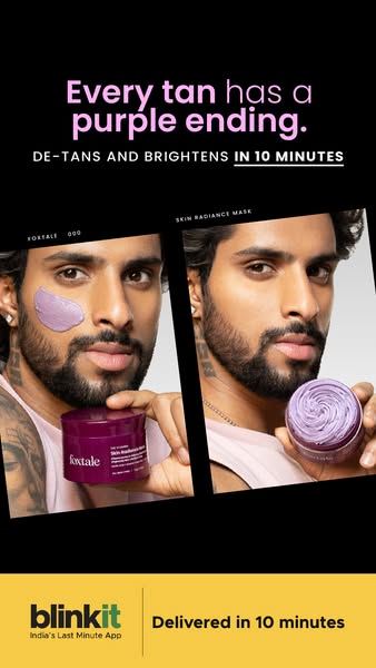 This ad for Foxtale’s Skin Radiance Mask showcases the product’s de-tanning and brightening capabilities, promising resu