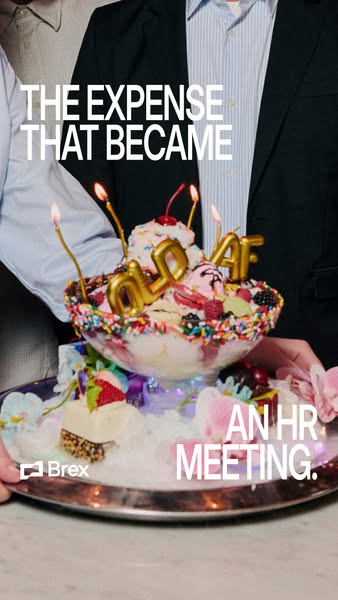 The image ad shows a large, extravagant sundae being held by two people, suggesting that expenses can sometimes become s