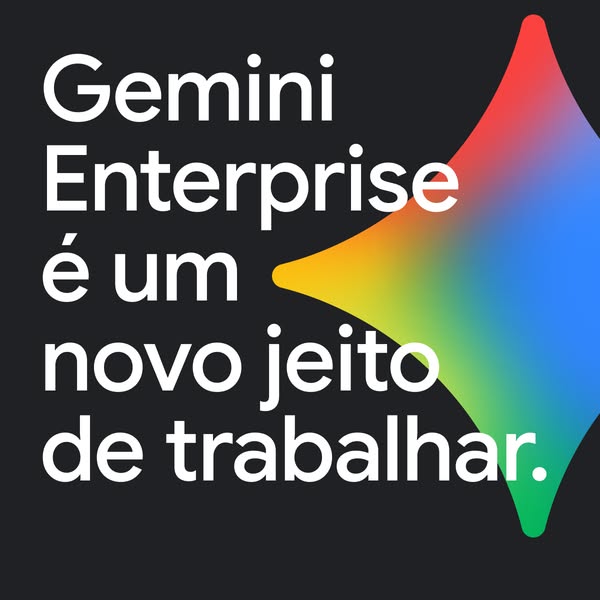 This ad introduces Gemini Enterprise, describing it as a new way of working using a black background and white text with