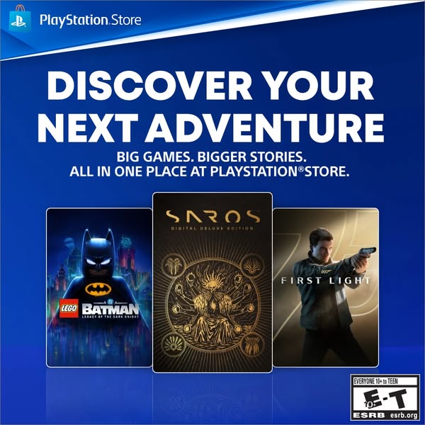 This ad is for PlayStation Store. It promotes the idea of discovering your next adventure by browsing a large variety of
