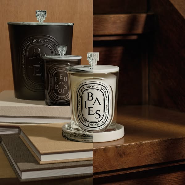 A luxury lifestyle brand advertises its home fragrance products.