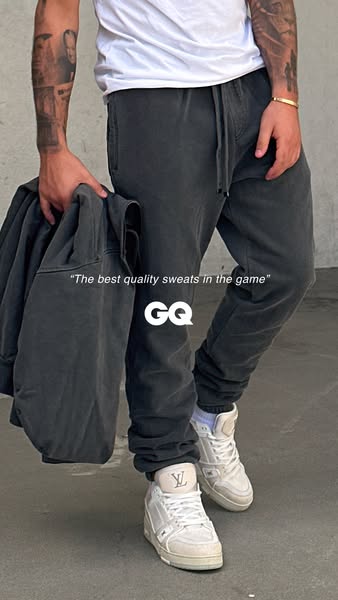 This ad features a quote from GQ calling the advertised sweatpants "the best quality sweats in the game".
