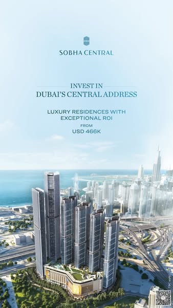 This ad promotes luxury residences in Dubai's central district, emphasizing investment potential and exceptional ROI