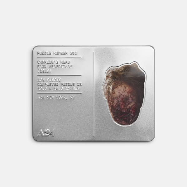 This ad features a puzzle based on a graphic scene from the movie Hereditary, promoting a tie-in product from A24.