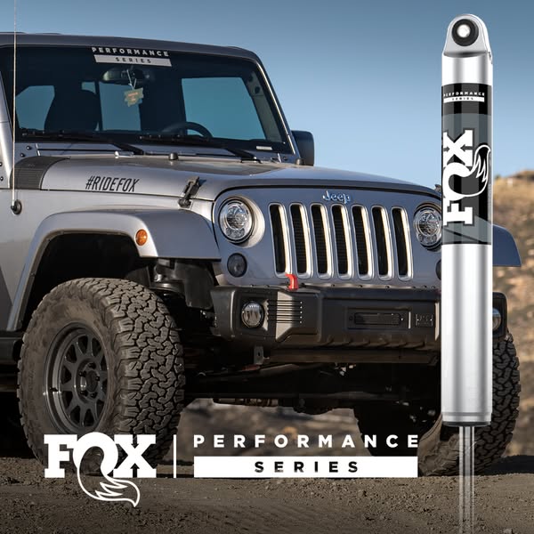 This ad showcases the FOX Performance Series shock absorber as a solution for Jeep Wrangler owners looking to improve th