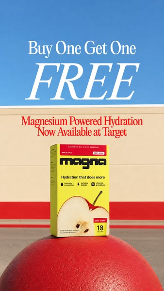 This Meta ad for Magna drink mix features a product shot of the beverage on top of a red Target ball. The ad promotes th