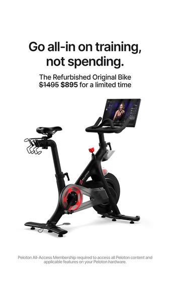 This ad features a refurbished Peloton bike with a limited-time discount. The ad emphasizes the opportunity to invest in
