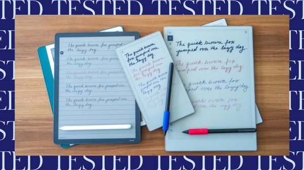 This ad features an up-close view of the ReMarkable 2 tablet being used. The shot highlights writing on the ReMarkable 2