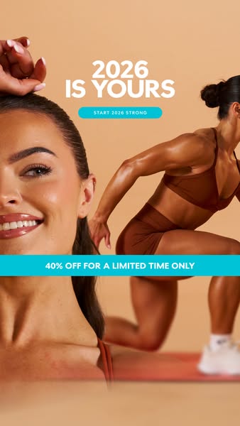This image ad features two women and promotes a fitness brand. The ad uses a motivational message and a limited-time dis