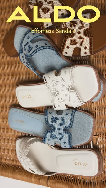 This image ad showcases various styles of sandals from ALDO.