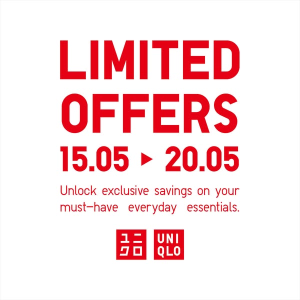 This ad showcases limited-time offers from Uniqlo, inviting customers to unlock exclusive savings on everyday essentials