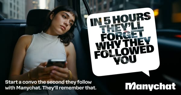 This ad uses a direct headline to grab attention. The image features a tired-looking woman in the back of a car looking 