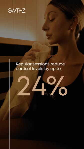 This ad shows a woman relaxing and wiping her face with a towel in an infrared sauna. The ad promises that regular sessi