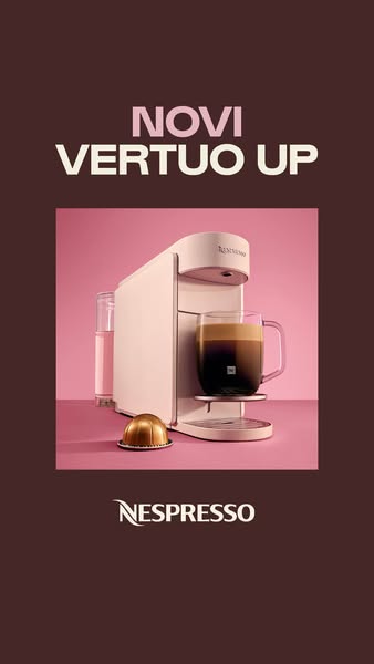 This image ad promotes Nespresso's Vertuo Up coffee machine. It showcases the machine in a studio setting alongside 