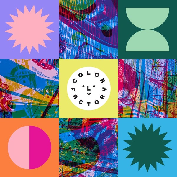 This ad uses a colorful grid of graphic backgrounds to showcase the Color Factory brand, an interactive art and entertai