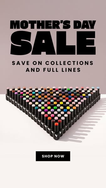 This image ad promotes a Mother's Day sale on collections and full lines, featuring an arrangement of nail polish bo