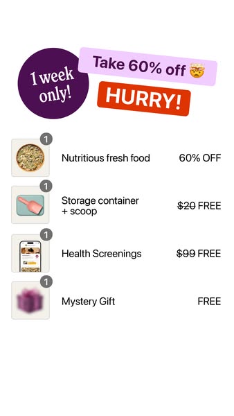 This ad is for a dog food brand that is offering a discount on fresh food and a free gift with purchase, along with disc