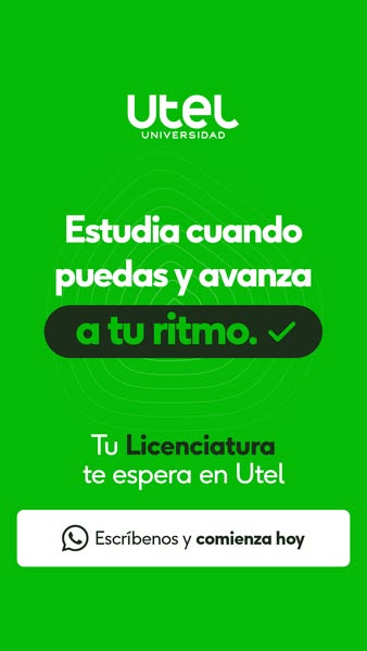 This ad promotes Utel Universidad, encouraging prospective students to study at their own pace. The ad features the tagl
