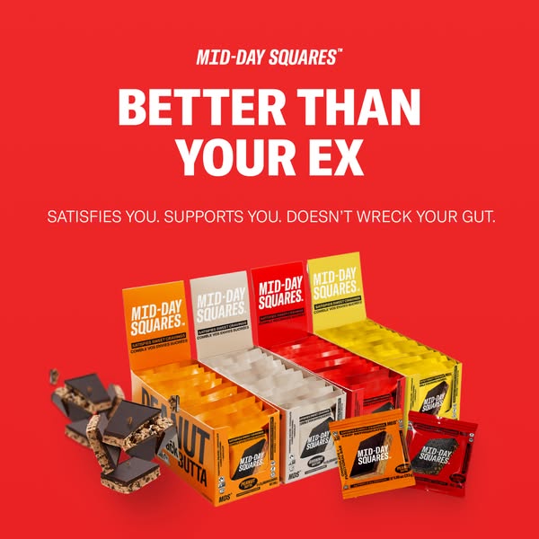 This image ad for Mid-Day Squares compares the product to an ex, saying that it satisfies and supports you and doesn'