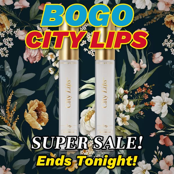 This image ad is for City Lips lip plumping gloss and promotes a BOGO sale that ends that night. Two tubes of the produc