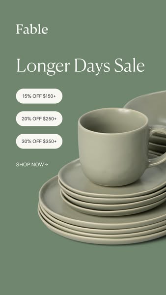 This image ad is for Fable's 'Longer Days Sale', offering discounts based on the purchase amount. The ad fea