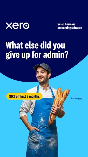 This ad for Xero accounting software targets small business owners, specifically bakers, who are overwhelmed by administ