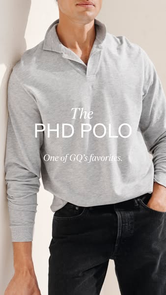 The ad showcases a gray PHD Polo on a man and mentions that it is one of GQ's favorites.