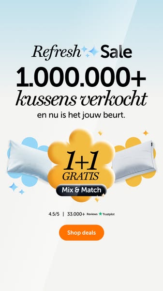 This image ad promotes a sale of pillows offering a '1+1 GRATIS' (buy one get one free) promotion. The ad highli