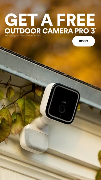 This image ad promotes the Outdoor Camera Pro 3 by offering a buy one get one deal. The focus is on home security and th