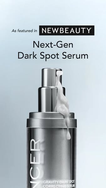 This ad for a dark spot serum aims to establish trust through a media mention and highlight the product's capabiliti