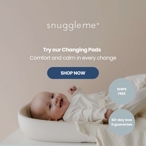This ad showcases Snuggle Me's changing pads, emphasizing their comfort and calming effect during changes. The ad fe