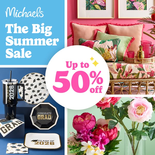 This ad showcases a variety of products available at Michael's during The Big Summer Sale, with a specific emphasis 