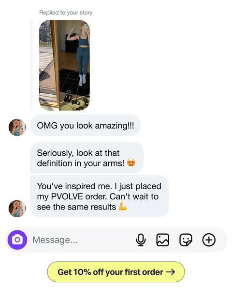 The ad is formatted to look like a screenshot of a direct message conversation on social media. In the "Replied to 