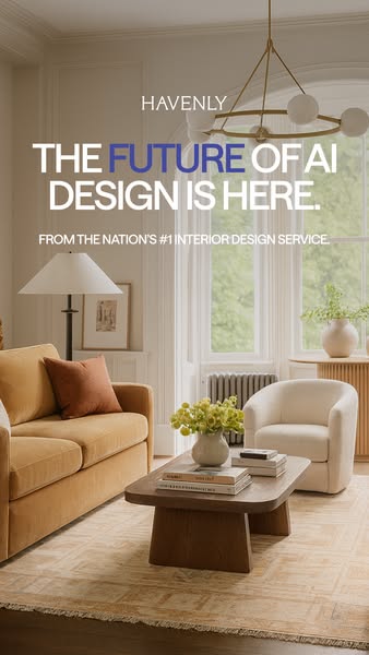This ad for Havenly uses a photo of a designed interior to showcase its AI interior design service. The ad emphasizes th
