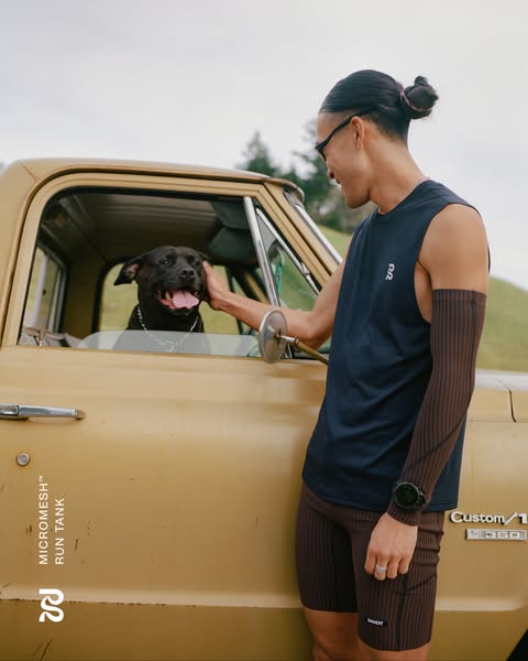 This ad features a man standing next to a vintage truck with a dog in the driver's seat. The ad promotes the brand&#