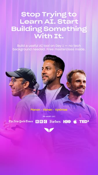 This ad aims to persuade viewers that they should stop trying to learn AI by traditional means, and instead start buildi